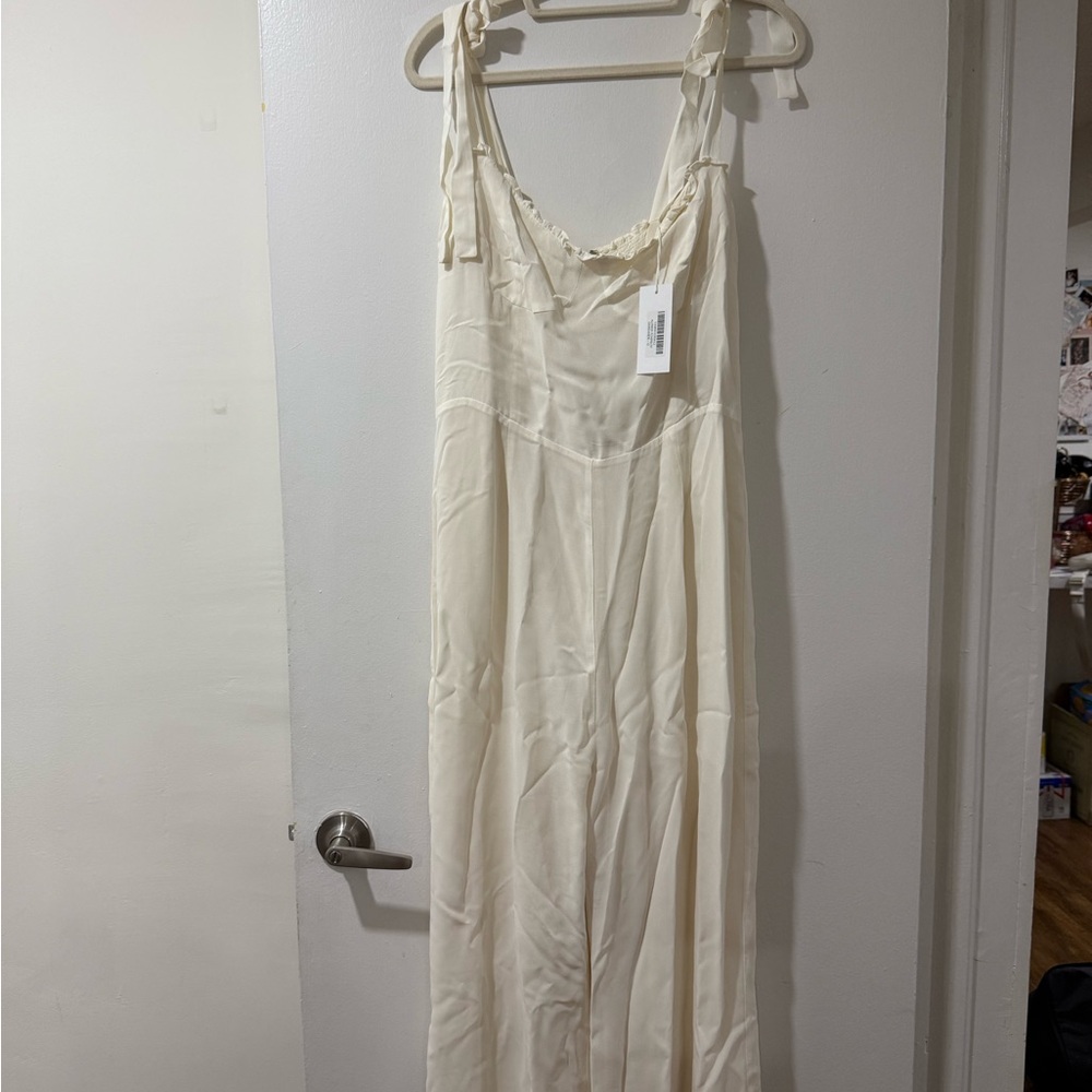 Reformation Ivory Wide-Leg Jumpsuit 🤍 | Sweetheart Neckline – Size 12 - Picture 16 of 16